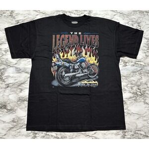 Thunder "THE LEGENDS LIVES" T-Shirt Men's Size XL Black Ride To Live Short Sleev